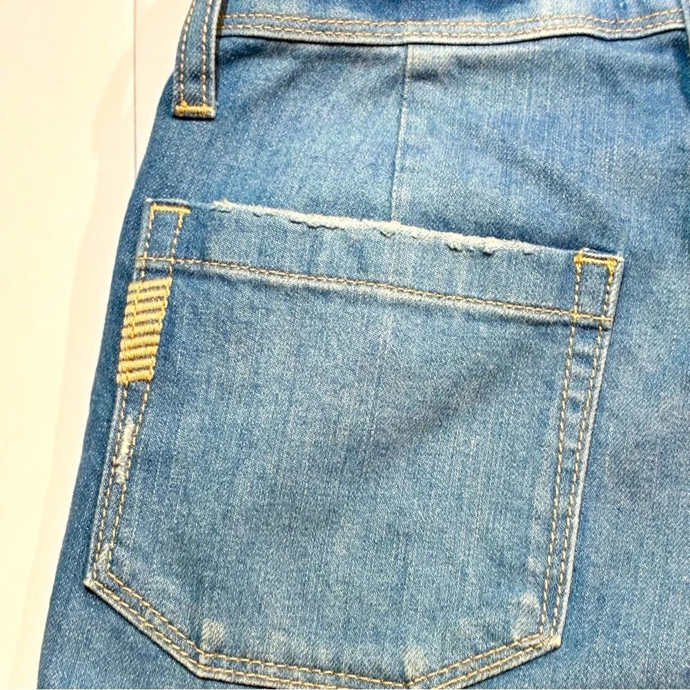 Anthropologie Paige Denim Shortalls Overall Shorts Distressed Size 24 Bohemian